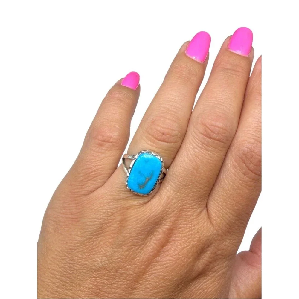 Sleeping Beauty Turquoise Ring Size 6 Solid 925 Sterling Silver